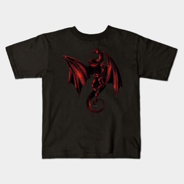 Red Dragon Kids T-Shirt by AniaArtNL